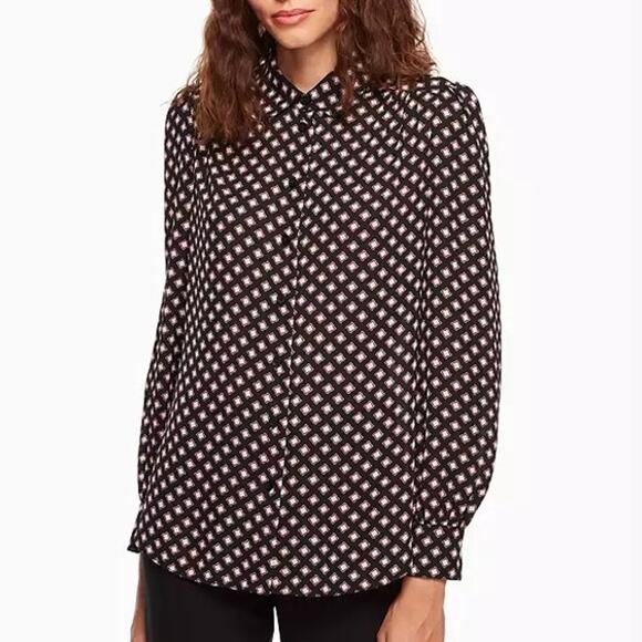 Kate Spade Diamond Long Sleeve Shirt Blouse - Picture 1 of 6